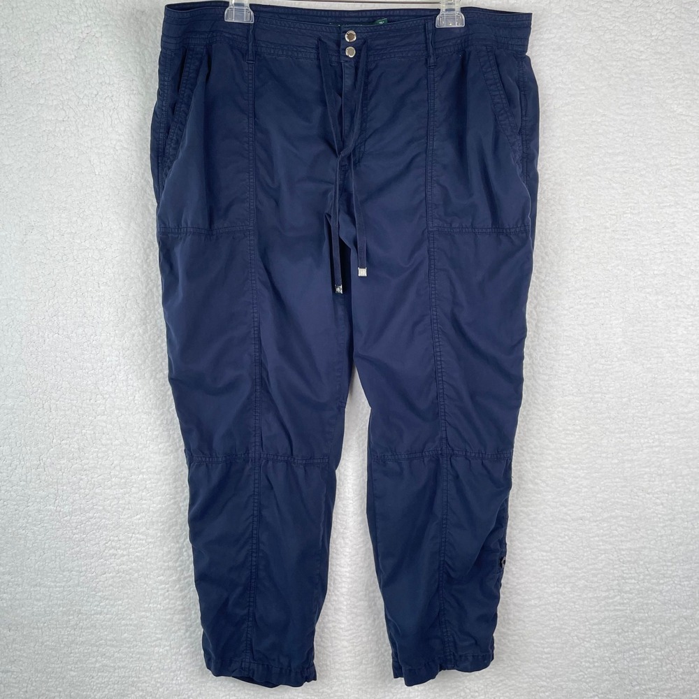 Lauren Ralph Lauren Navy Blue Cotton Cargo Pants Womens 18W Drawstring Cropped